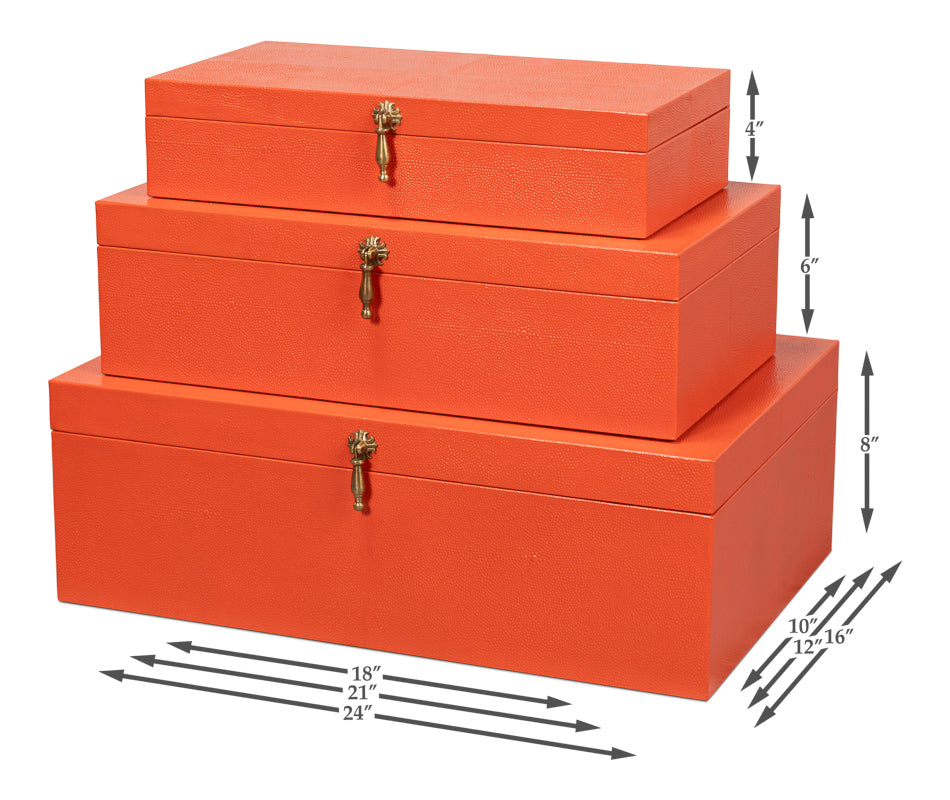 American Home Furniture | Sarreid - Cosmos Nesting Boxes S/3 Orangeade