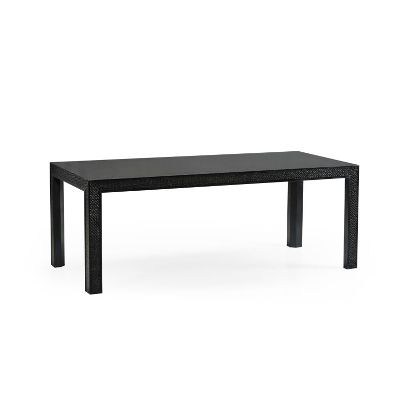 Traditional Accents Ebonized & Rattan Parson Table - Jonathan Charles - AmericanHomeFurniture