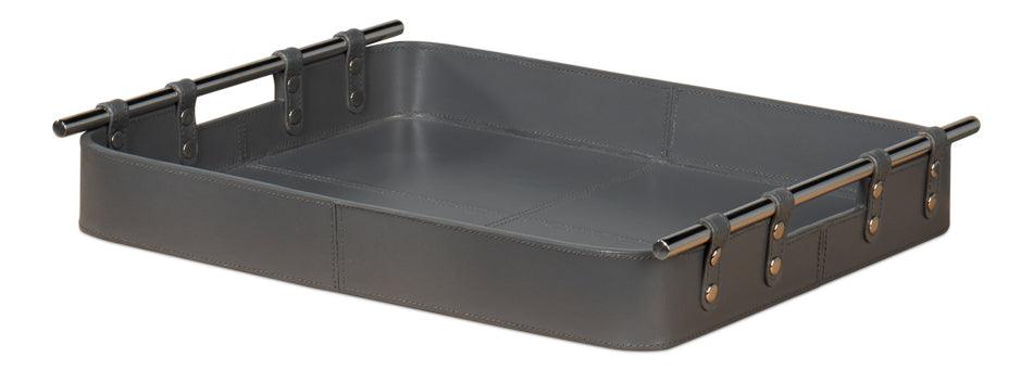 Sarreid Safari Leather Tray - Quiet Shade DECORATIVE TRAYS, PLATES, + BOWLS