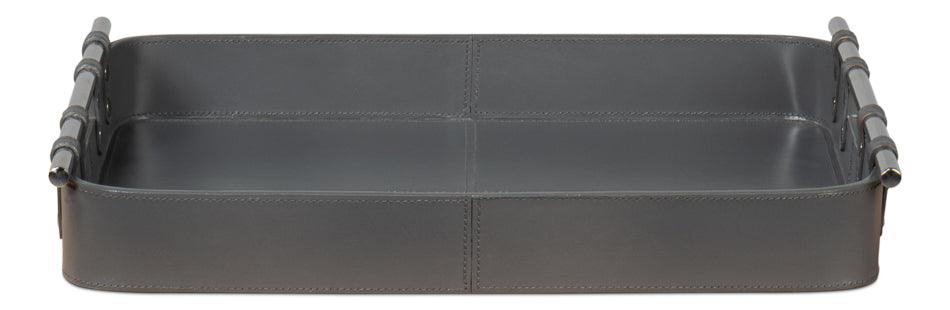 Sarreid Safari Leather Tray - Quiet Shade DECORATIVE TRAYS, PLATES, + BOWLS