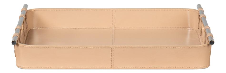 Sarreid Safari Leather Tray - Mushroom DECORATIVE TRAYS, PLATES, + BOWLS