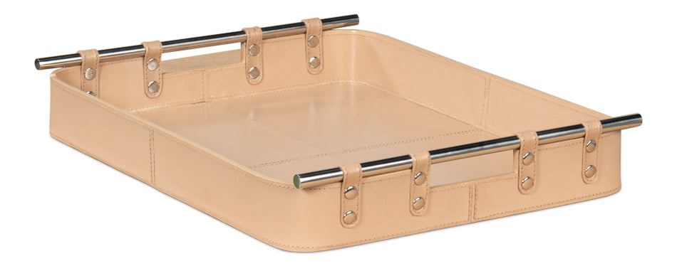 American Home Furniture | Sarreid - Safari Leather Tray - Mushroom