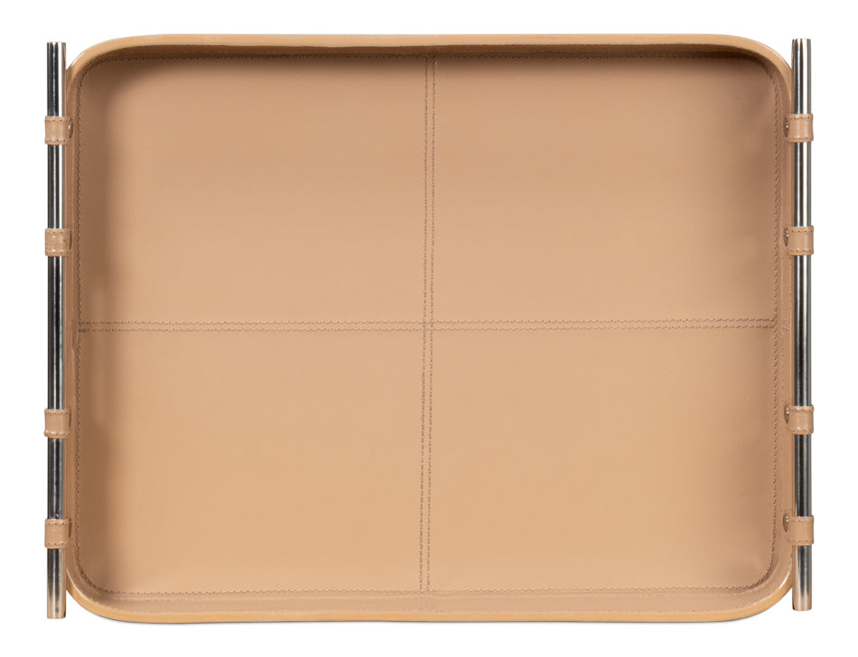 American Home Furniture | Sarreid - Safari Leather Tray - Mushroom