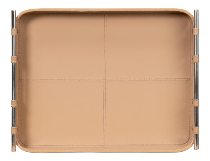 American Home Furniture | Sarreid - Safari Leather Tray - Mushroom