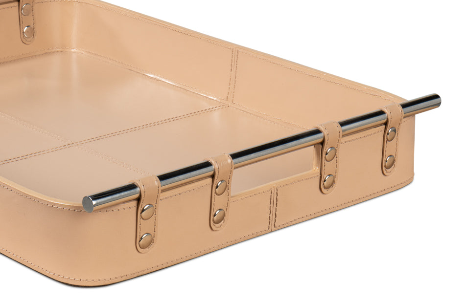 American Home Furniture | Sarreid - Safari Leather Tray - Mushroom