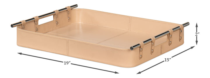 American Home Furniture | Sarreid - Safari Leather Tray - Mushroom