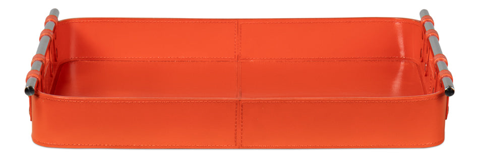 American Home Furniture | Sarreid - Safari Leather Tray - Orangeade