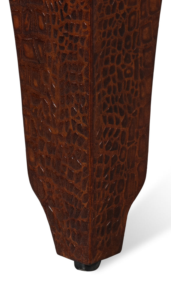 American Home Furniture | Sarreid - Croco Embossed Leather Stool Tan Tessoro