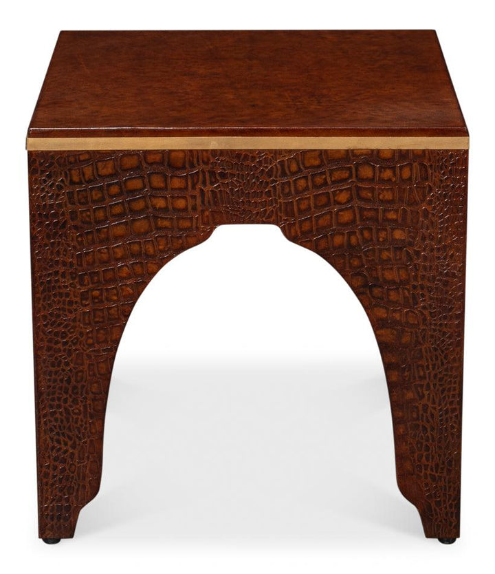 Croco Embossed Leather Stool