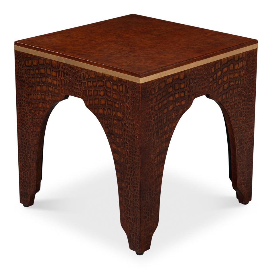 Croco Embossed Leather Stool