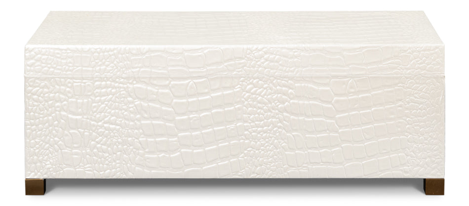 American Home Furniture | Sarreid - Lyle Leather Box - Pearl