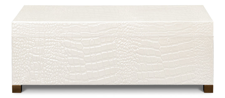 American Home Furniture | Sarreid - Lyle Leather Box - Pearl