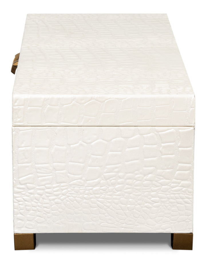 American Home Furniture | Sarreid - Lyle Leather Box - Pearl