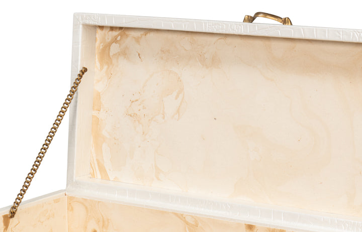 American Home Furniture | Sarreid - Lyle Leather Box - Pearl