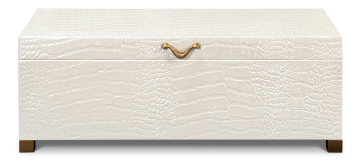 American Home Furniture | Sarreid - Lyle Leather Box - Pearl