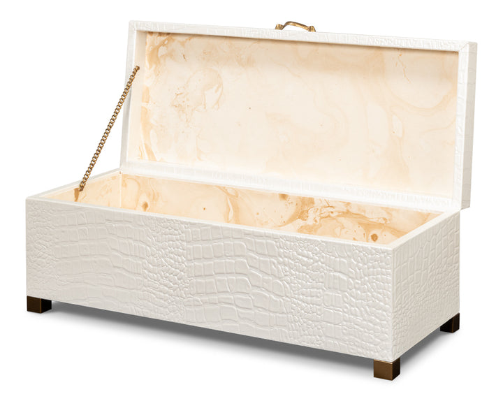 American Home Furniture | Sarreid - Lyle Leather Box - Pearl