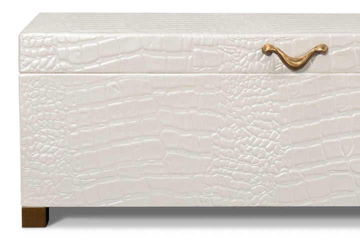 American Home Furniture | Sarreid - Lyle Leather Box - Pearl