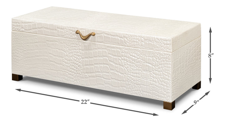 American Home Furniture | Sarreid - Lyle Leather Box - Pearl