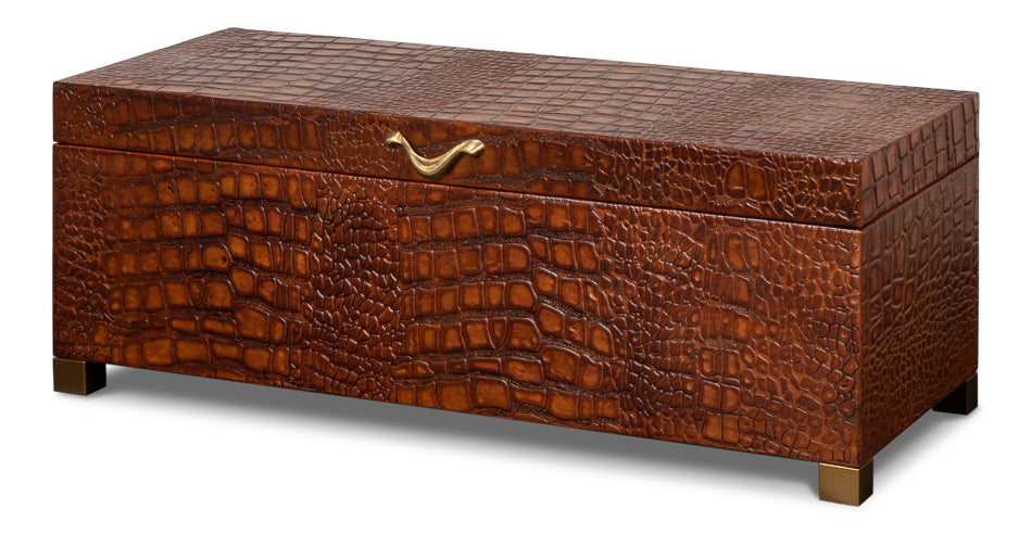 American Home Furniture | Sarreid - Lyle Leather Box - Tan Tessoro