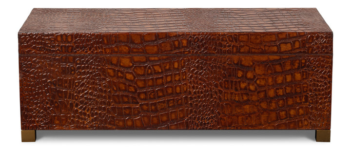 American Home Furniture | Sarreid - Lyle Leather Box - Tan Tessoro