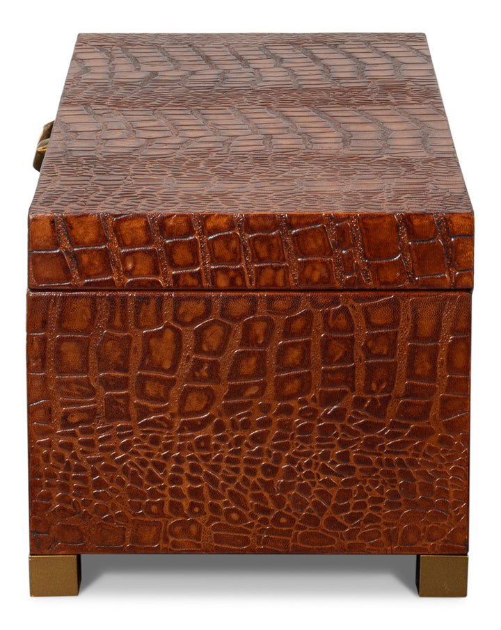 American Home Furniture | Sarreid - Lyle Leather Box - Tan Tessoro