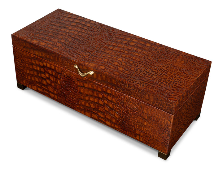 American Home Furniture | Sarreid - Lyle Leather Box - Tan Tessoro