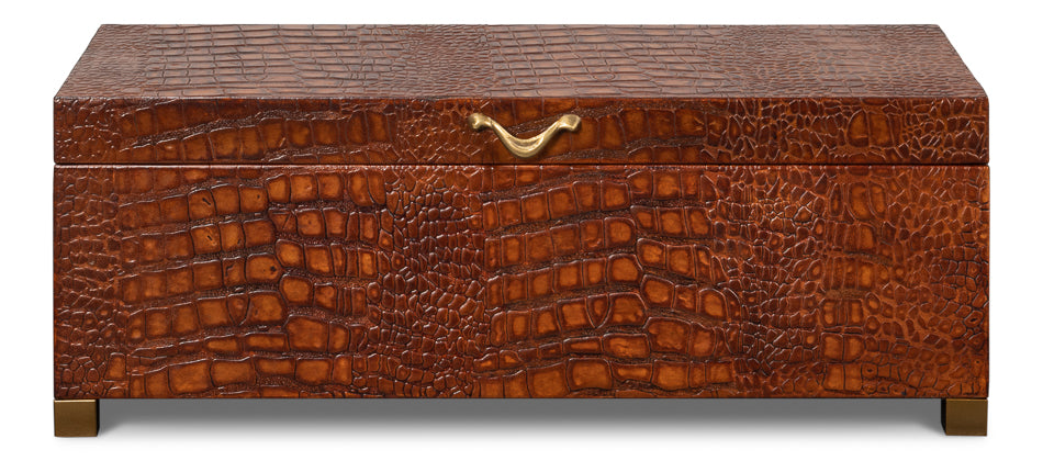 American Home Furniture | Sarreid - Lyle Leather Box - Tan Tessoro