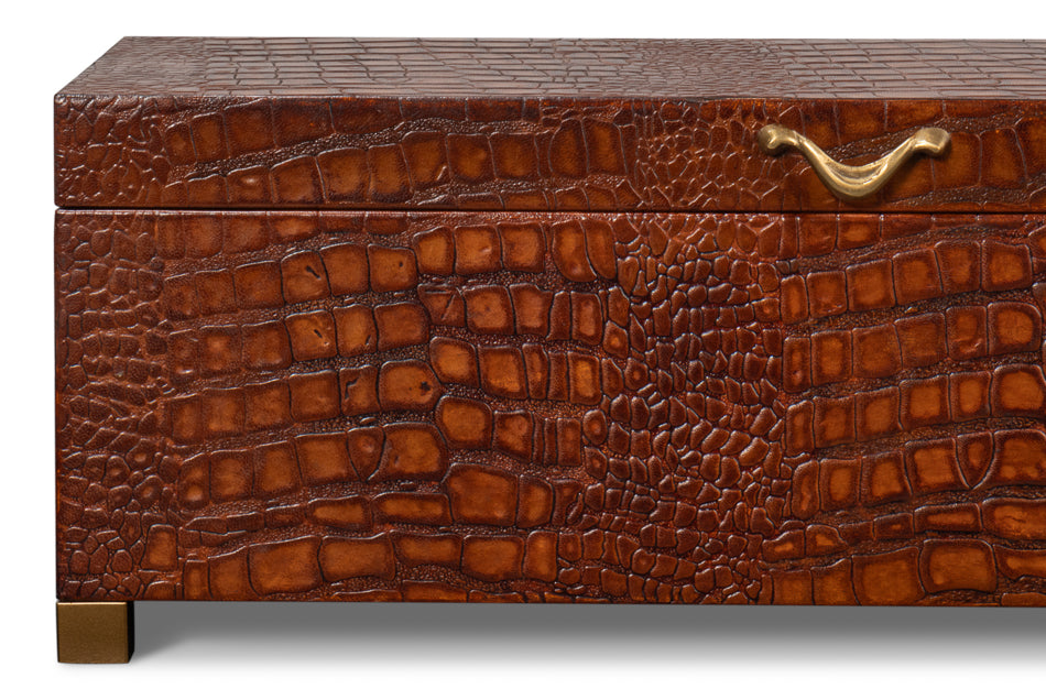 American Home Furniture | Sarreid - Lyle Leather Box - Tan Tessoro