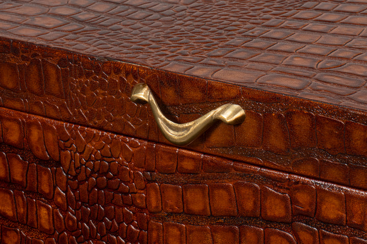 American Home Furniture | Sarreid - Lyle Leather Box - Tan Tessoro