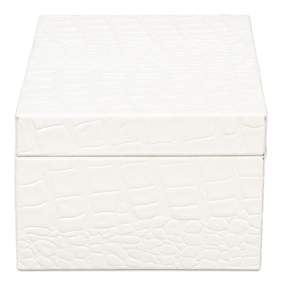 American Home Furniture | Sarreid - Candece Leather Box - Pearl - S/2