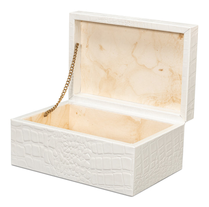 American Home Furniture | Sarreid - Candece Leather Box - Pearl - S/2