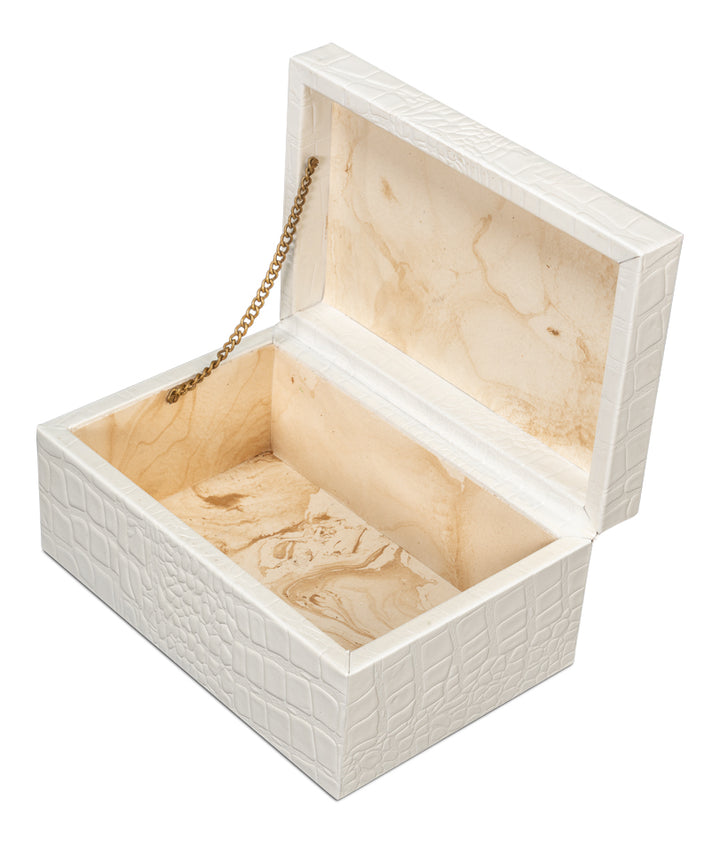 American Home Furniture | Sarreid - Candece Leather Box - Pearl - S/2