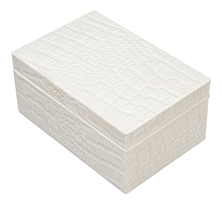 American Home Furniture | Sarreid - Candece Leather Box - Pearl - S/2