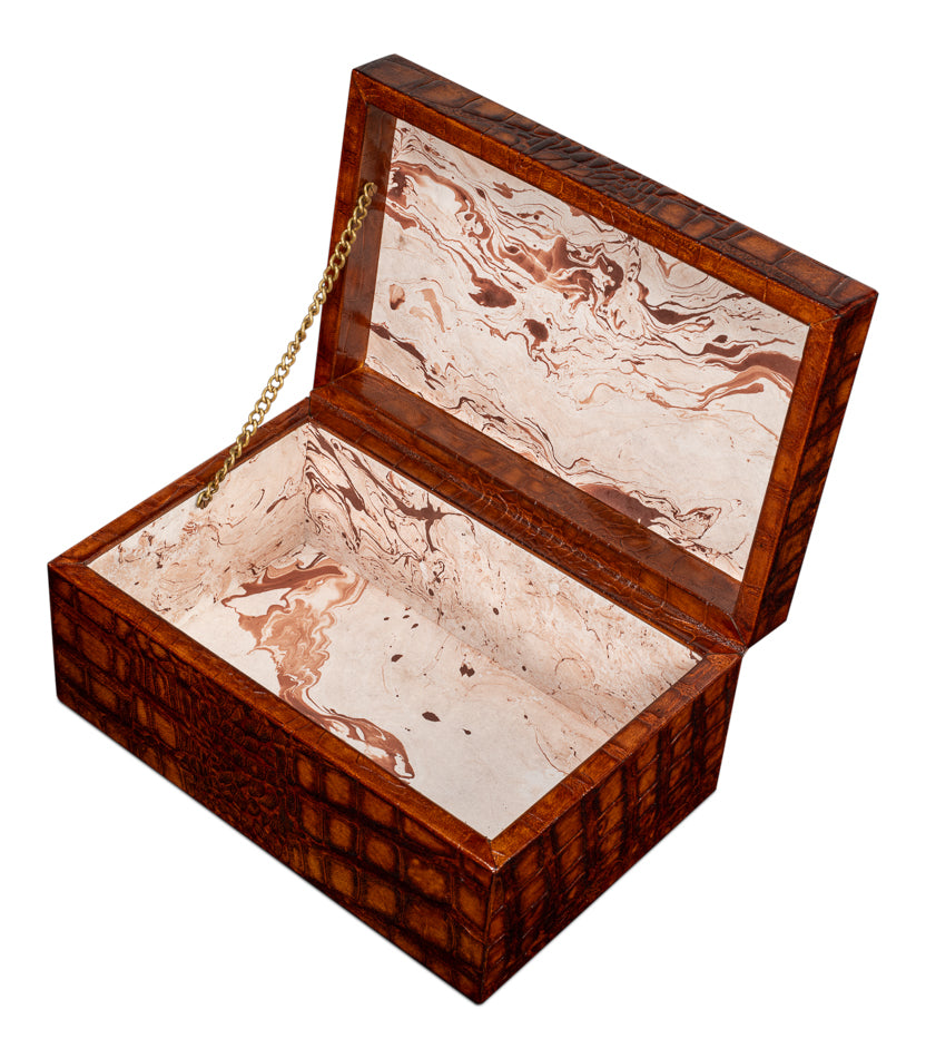 American Home Furniture | Sarreid - Candece Leather Box - Tan - S/2