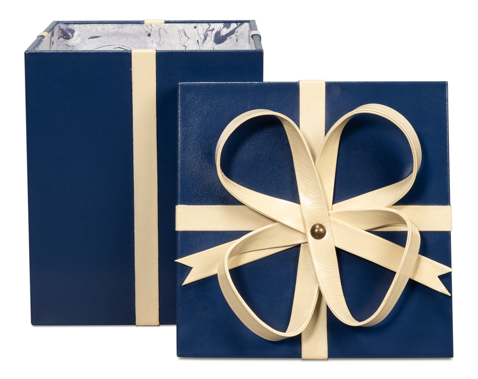 American Home Furniture | Sarreid - Ferrell Leather Holiday Boxes S/3 Navy