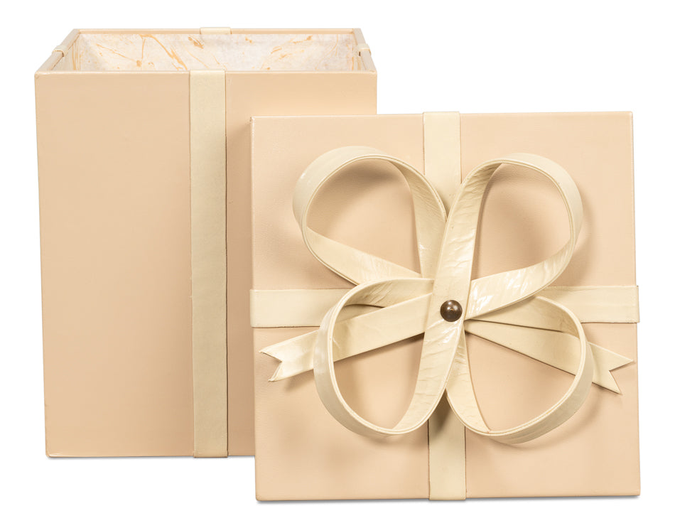 American Home Furniture | Sarreid - Ferrell Leather Holiday Boxes S/3 Taupe 