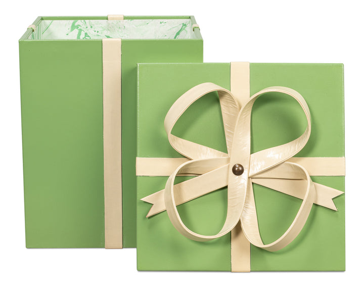 American Home Furniture | Sarreid - Ferrell Leather Holiday Boxes S/3 Green 