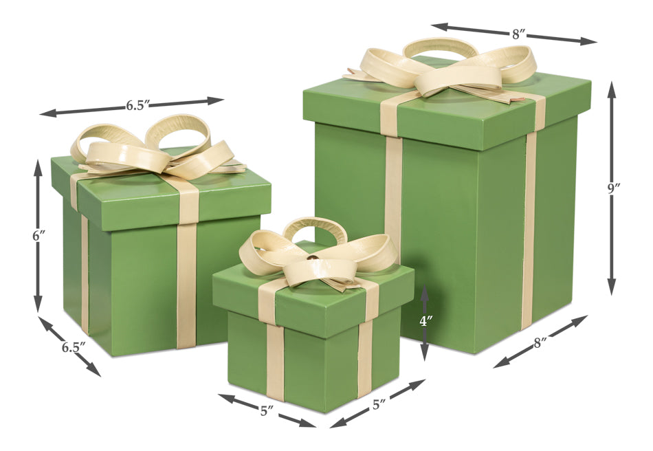 American Home Furniture | Sarreid - Ferrell Leather Holiday Boxes S/3 Green 