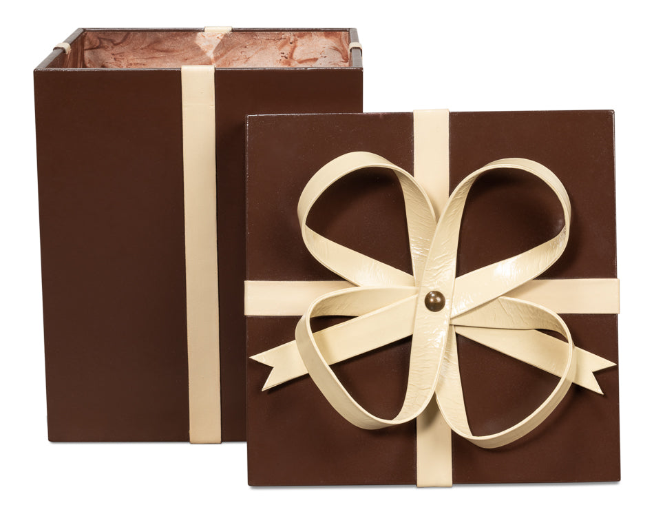 American Home Furniture | Sarreid - Ferrell Leather Holiday Boxes S/3 Choco 