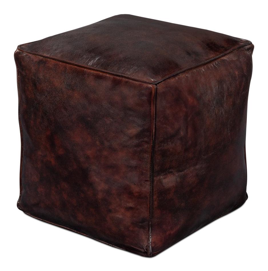 Sunday Afternoon Leather Cube Dark Brn OTTOMANS, POUFS, + STOOLS Sarreid
