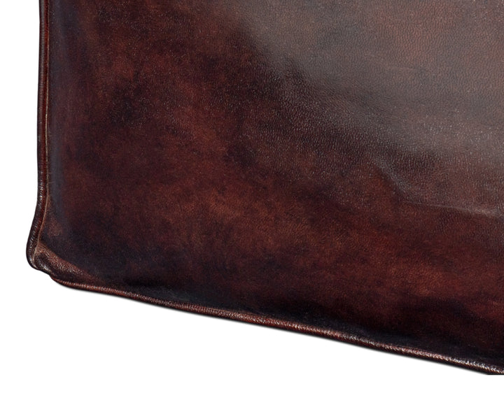 American Home Furniture | Sarreid - Sunday Afternoon Leather Cube Dark Brn