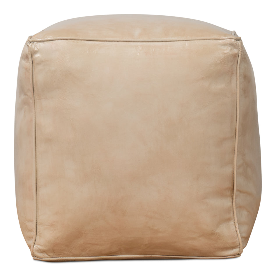 American Home Furniture | Sarreid - Sunday Afternoon Leather Cube - Taupe