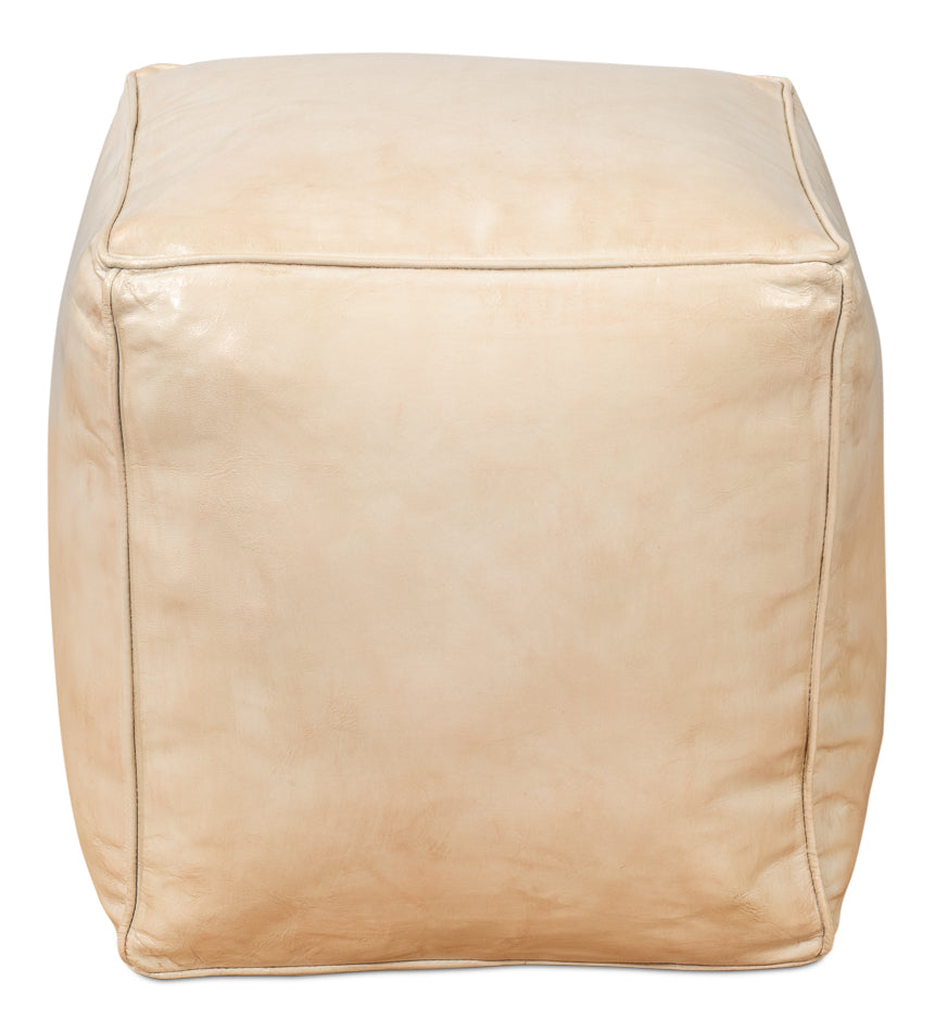 American Home Furniture | Sarreid - Sunday Afternoon Leather Cube - Taupe