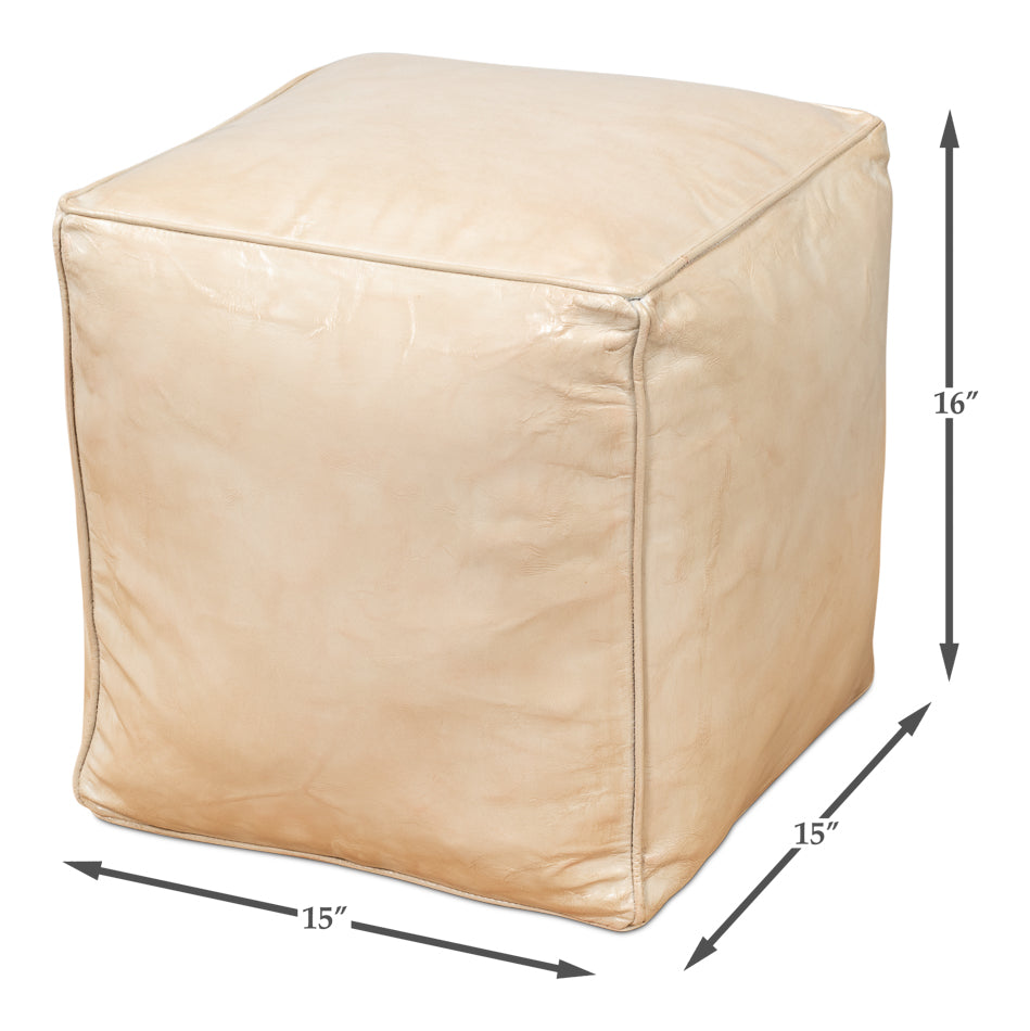 American Home Furniture | Sarreid - Sunday Afternoon Leather Cube - Taupe