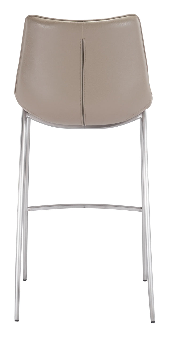 Magnus Barstool (Set of 2) Brown & Silver - AmericanHomeFurniture