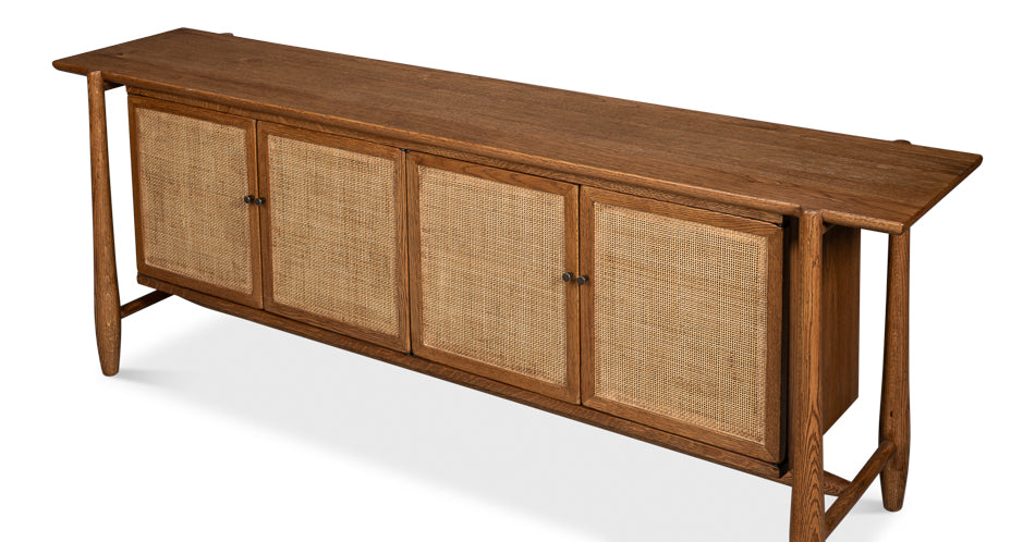 American Home Furniture | Sarreid - Nido 4 Door Rattan Sideboard