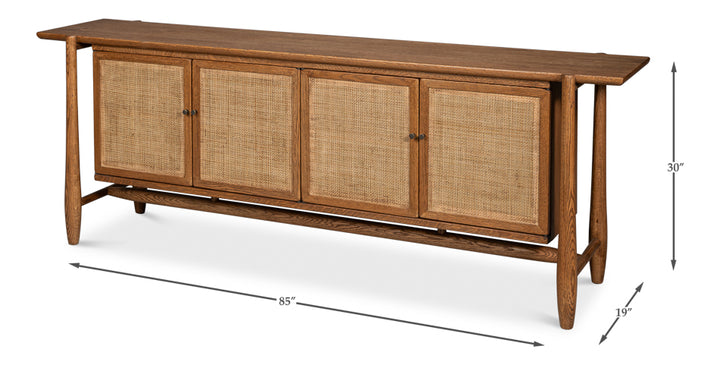 American Home Furniture | Sarreid - Nido 4 Door Rattan Sideboard