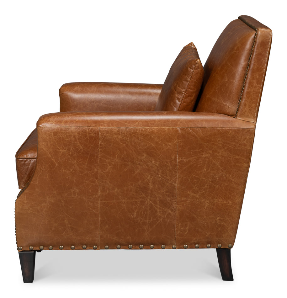 American Home Furniture | Sarreid - Dimity Distilled Leather Chair Brown