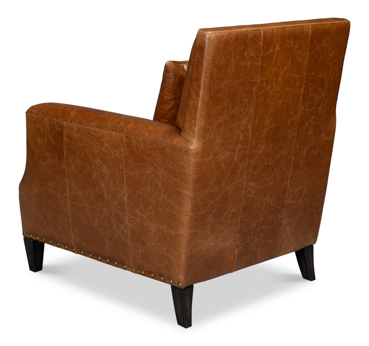 American Home Furniture | Sarreid - Dimity Distilled Leather Chair Brown