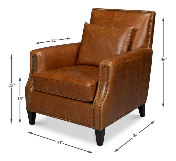 American Home Furniture | Sarreid - Dimity Distilled Leather Chair Brown